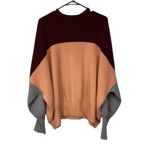 Free People Easy Street Colorblock Exposed Seam Oversized Sweater Size XS
